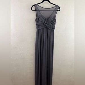 David Bridal Long Mesh Dress with Illusion Sweetheart Neckline sleeveless size 2